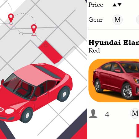 Rent a car mobile app concept